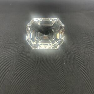 VINTAGE Oleg Cassini Octagon Crystal Paperweight Signed Clear Geometric Design